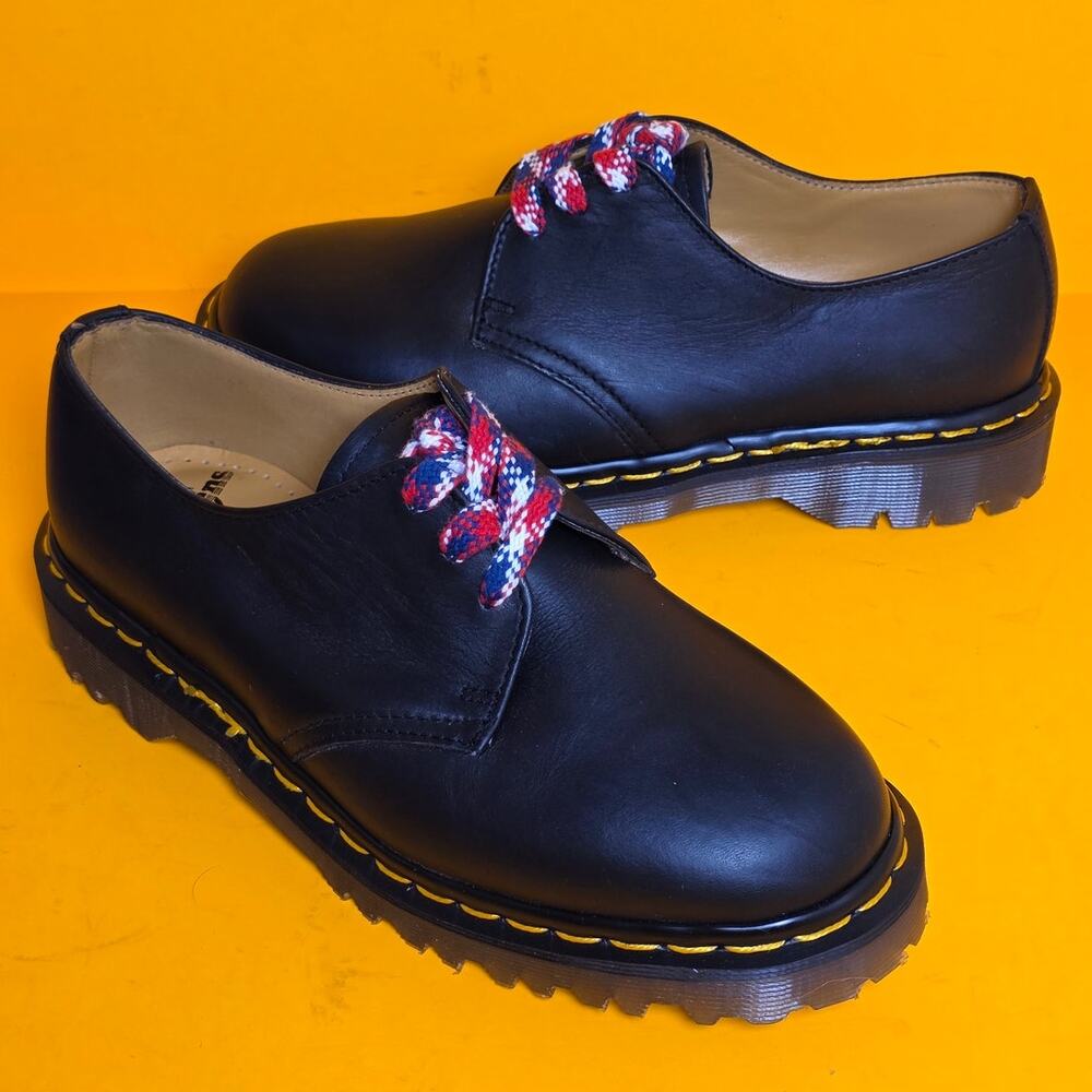 Vtg Dr Martens 1461 59 Black Leather Oxfords MIE England US 7 Commando Lug Sole